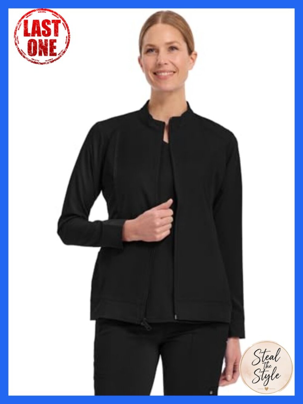 Women's Zip Up Scrub Jacket Long Sleeve Medical Workwear